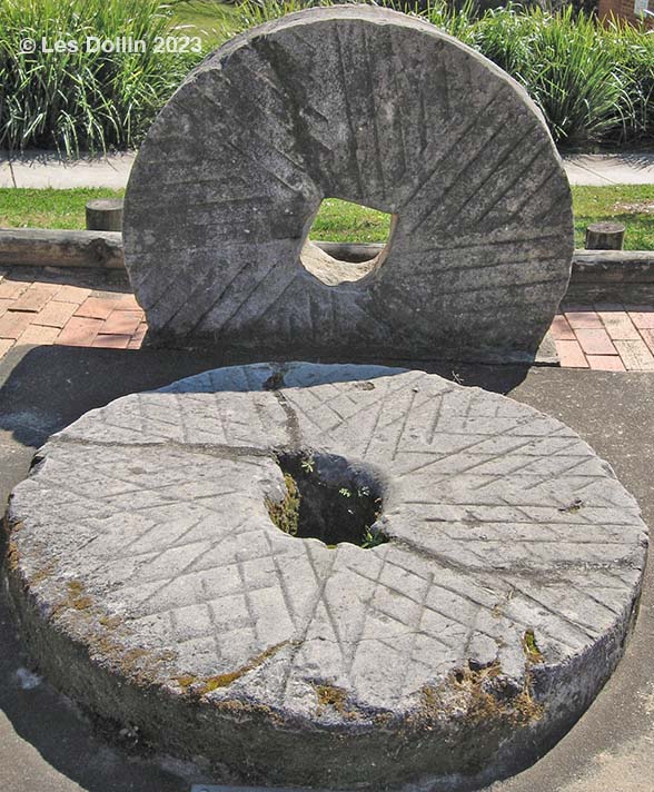 two millstones from the singleton watermills at kurrajong, now in memorial park -photo by Les Dollin 