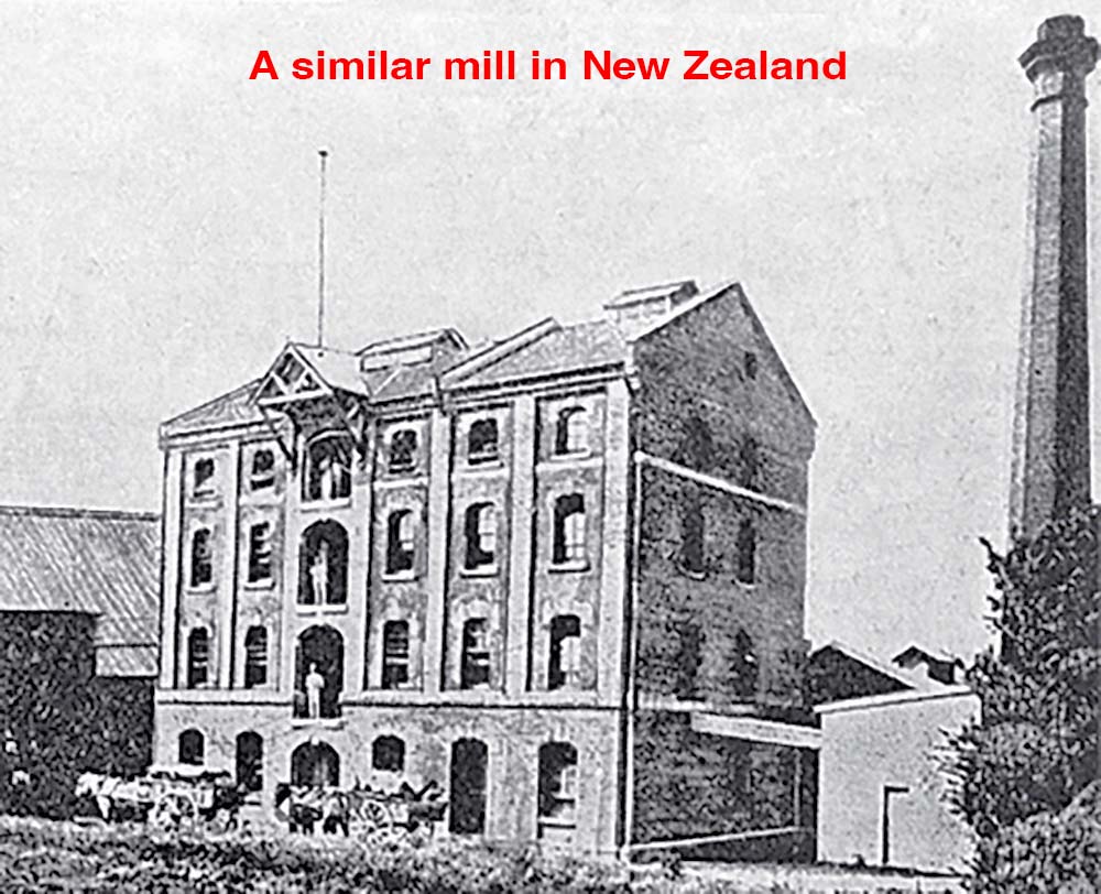A four storey steam flour mill in New Zealand