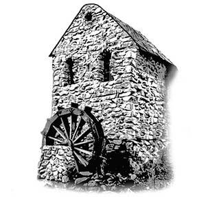 An artist's impression of the watermill built by Benjamin Singleton at Singleton township